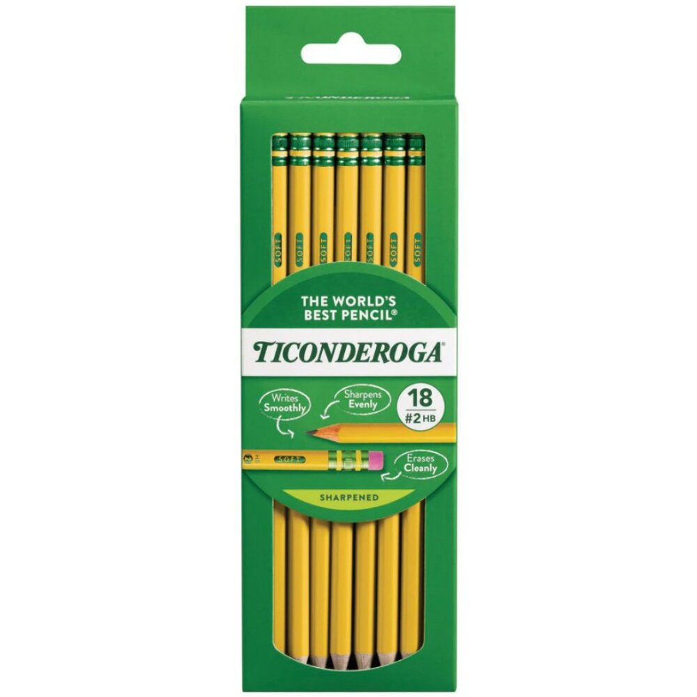 NEW Ticonderoga #2 HB Sharpened Pencils School Supplies Art Supplies 18 Count Pa